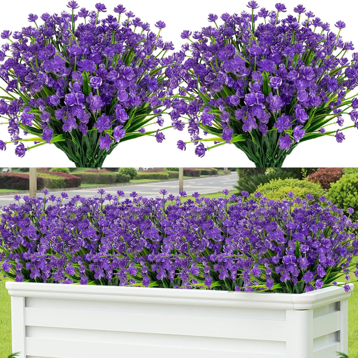 Lnoicy 20 Pcs Artificial Flowers for Outdoor, Plastic Flowers Decoration, UV Resistant Faux Flowers Shrubs, Artificial Plants for Indoor and Outdoor Garden Home Wedding Farmhouse (7 Colors)