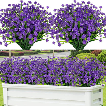 Lnoicy 20 Pcs Artificial Flowers for Outdoor, Plastic Flowers Decoration, UV Resistant Faux Flowers Shrubs, Artificial Plants for Indoor and Outdoor Garden Home Wedding Farmhouse (7 Colors)