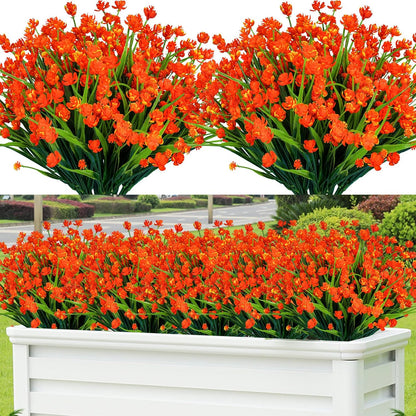 Lnoicy 20 Pcs Artificial Flowers for Outdoor, Plastic Flowers Decoration, UV Resistant Faux Flowers Shrubs, Artificial Plants for Indoor and Outdoor Garden Home Wedding Farmhouse (7 Colors)
