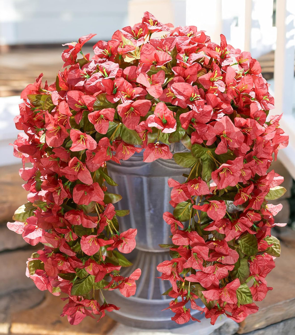 HyeFlora Bougainvillea Artificial Hanging Flowers Plants for Outdoors Decoration, 2 Pcs Fake Flowers Silk Bougainvillea Vines Realistic UV Resistant Faux Flowers for Outdoor Planters Porch Patio, Mix