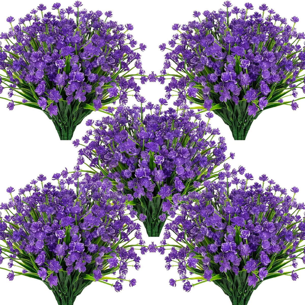 Lnoicy 20 Pcs Artificial Flowers for Outdoor, Plastic Flowers Decoration, UV Resistant Faux Flowers Shrubs, Artificial Plants for Indoor and Outdoor Garden Home Wedding Farmhouse (7 Colors)