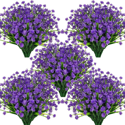 Lnoicy 20 Pcs Artificial Flowers for Outdoor, Plastic Flowers Decoration, UV Resistant Faux Flowers Shrubs, Artificial Plants for Indoor and Outdoor Garden Home Wedding Farmhouse (7 Colors)