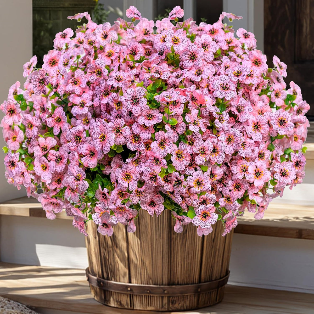 AXYLEX Artificial Flowers for Outdoors Fake Plants - 16 Bundles Faux Outside Greenery Boxwood UV Resistant Plastic Shrubs Decor (Mixed)