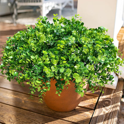 Artificial Flowers for Outdoors Fake Plants Spring Summer Decor, 12 Bundles Orange Silk Morning Glory with Eucalyptus Look Real UV Resistant Faux Flowers for Outside Planters Front Door Yard Indoor
