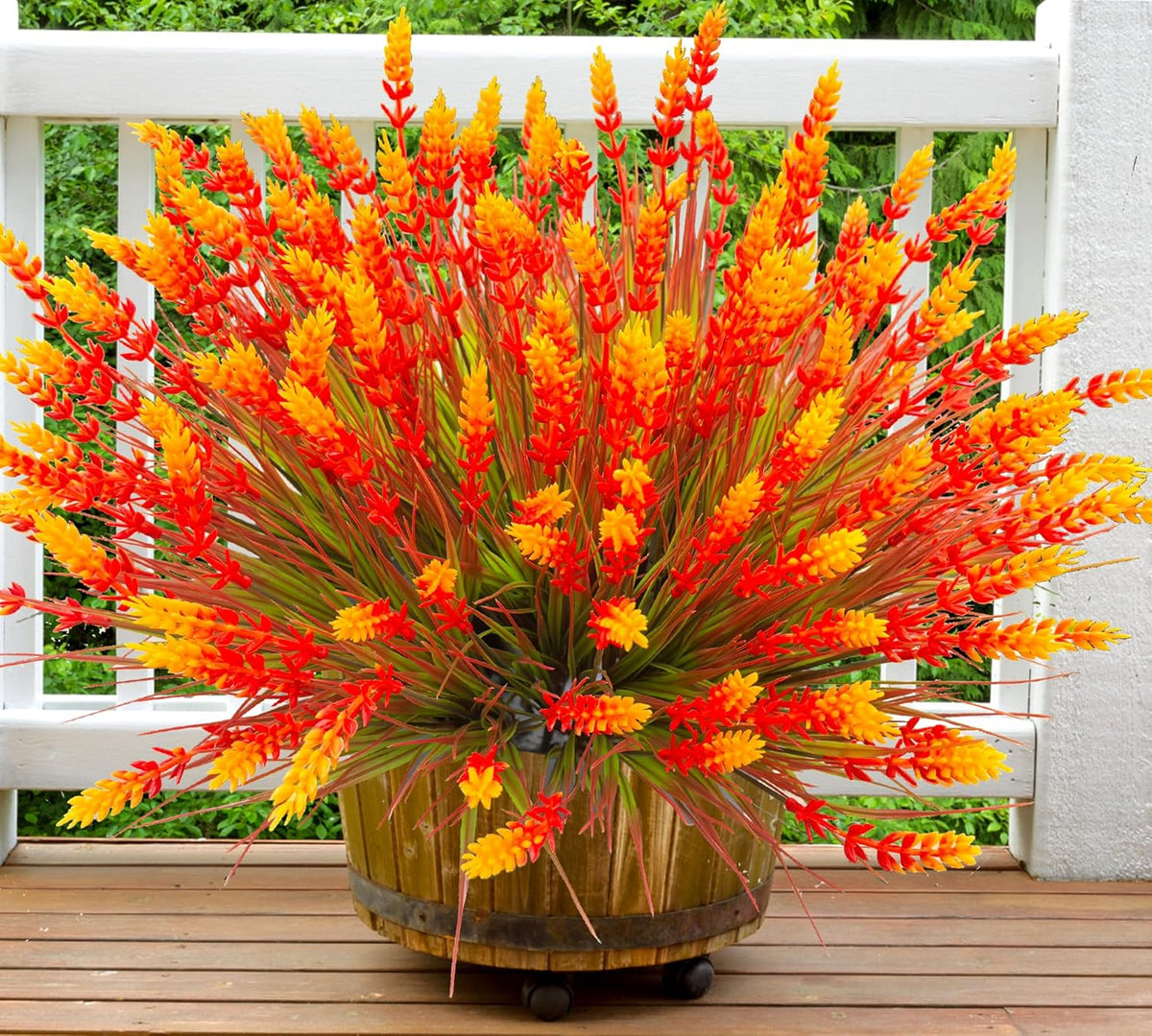 Artificial Plants Outdoor, 20 Pcs Fake Flowers UV Resistant Outdoor Fake Plants, Lavender Artificial Flowers Plastic Fake Faux Flowers Shrubs for Home Porch Garden Yard Window Box (Yellow White)