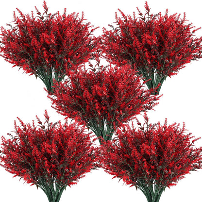 Outdoor Artificial Plant UV Resistant Fake Stems Plants, Faux Plastic Greenery for Indoor and Outdoor Hanging Plants Garden Porch Window Box Home Wedding Farmhouse Outdoor Decorations for Patio (Fuchsia)
