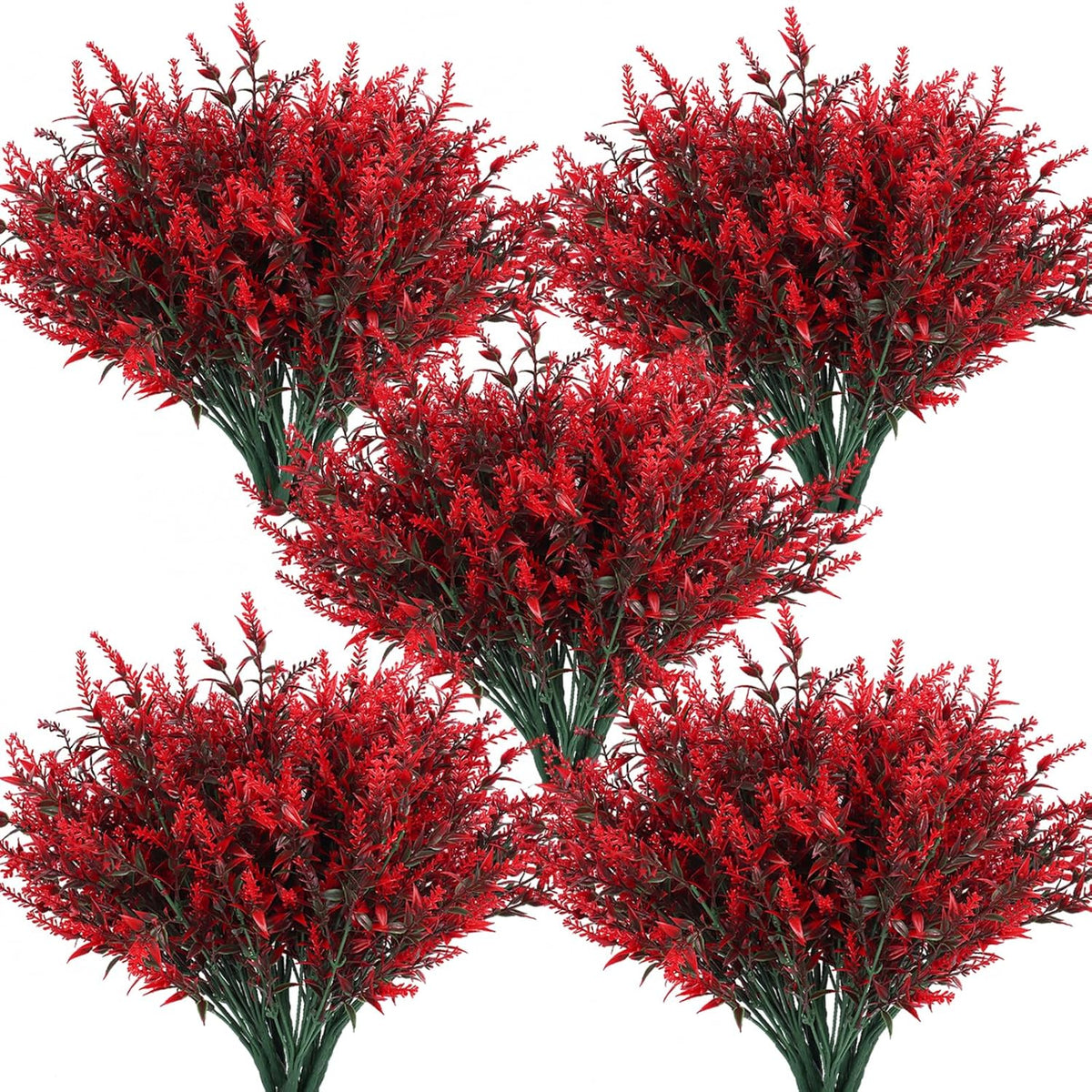 12 Bundles Artificial Lavender Flowers - UV Resistant Outdoor Fake Plants for Garden and Porch Decor