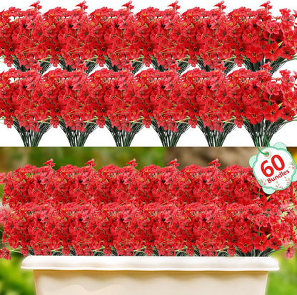 Artificial Flowers Outdoor Fake Plants, Faux Silk Flowers Plastic Plants for Outdoors Indoor and Outdoor Front Porch Hanging Planter Window Box Garden Home Spring Decoration, 14 Pack (Mix)