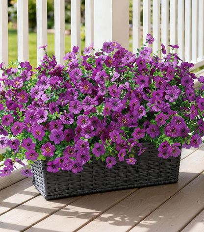 Ivydale Artificial Flowers for Outdoor 24 Bundles Fake Mums with Eucalyptus Leaves UV Resistant Silk Faux Daisy Flower Plant for Outside Home Porch Patio Window Box, 6 Color Mixed