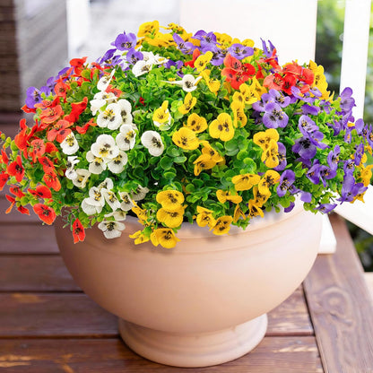 24 Bundles Artificial Flowers for Outdoors/Indoors, Fake Flowers Plants for Indoor and Outdoor Garden Porch Window Box Home Wedding Farmhouse (8 Color)
