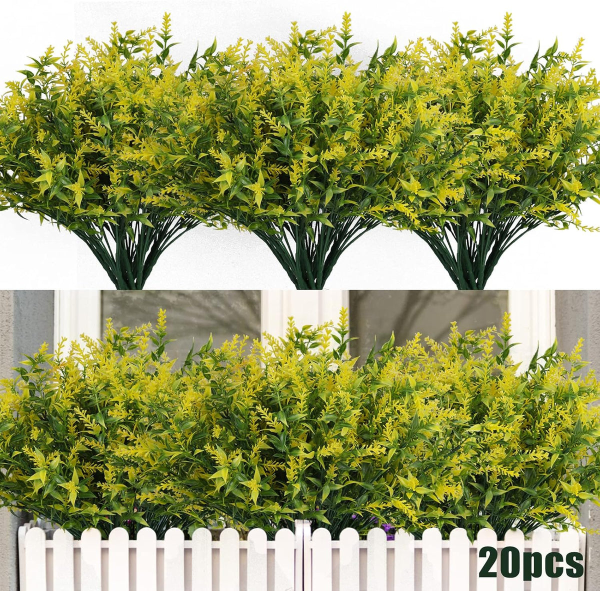 12 Bundles Artificial Lavender Flowers - UV Resistant Outdoor Fake Plants for Garden and Porch Decor