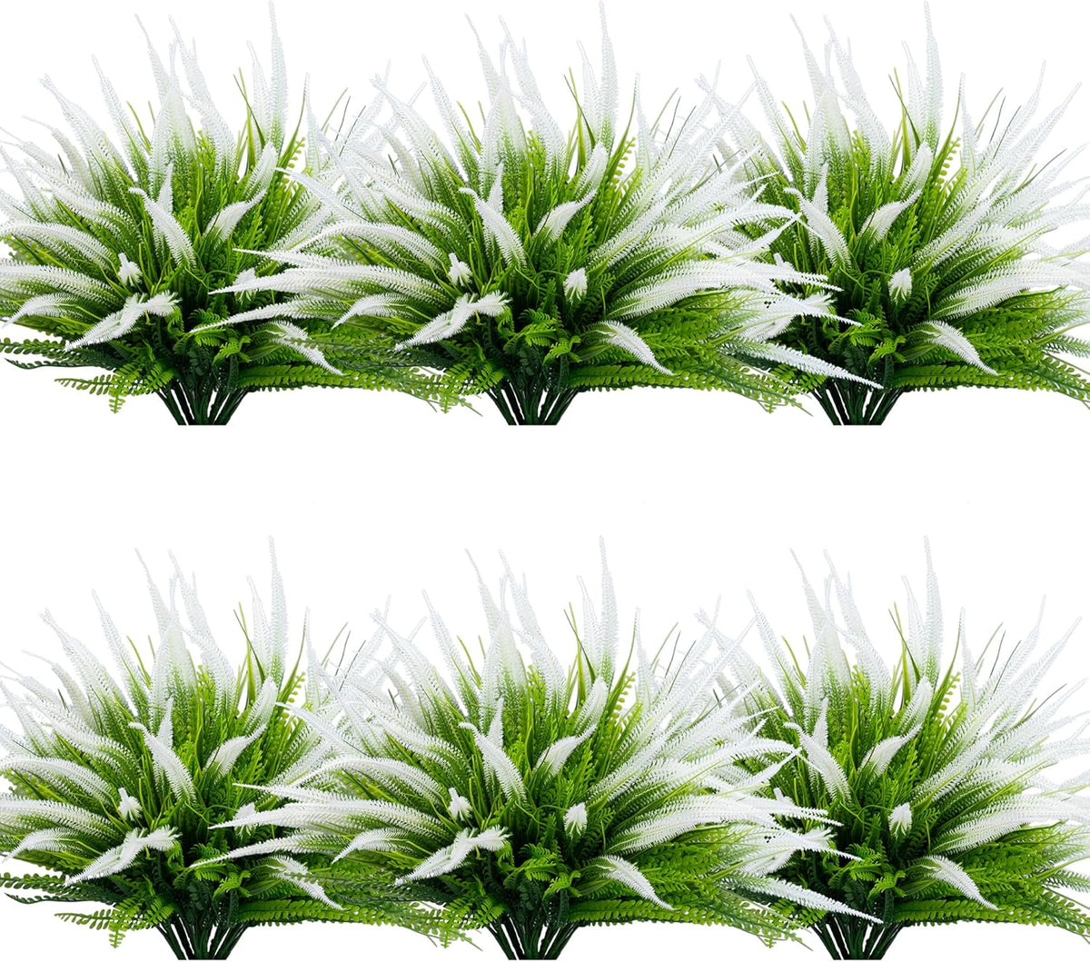 8 Bundles Artificial Plants Bushes Outdoor UV Resistant Fake Flowers Grass Bulk Faux Plastic Greenery for Fall Winter Summer Outside Window Box Planter Front Porch Yard Floral Arrangements