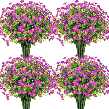 Ouddy Decor 24 Bundles Artificial Silk Flowers for Outdoors, Fake Plants Faux Greenery for Indoor and Outdoor Garden Porch Window Hanging Planter Office Table Home Decor, Yellow