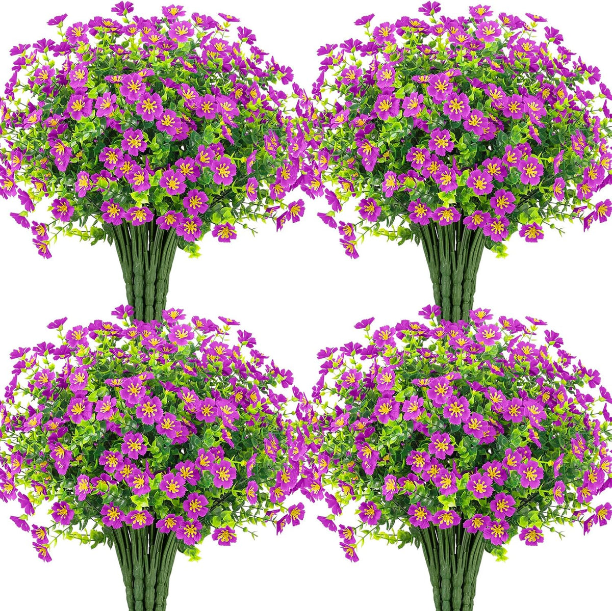 Ouddy Decor 24 Bundles Artificial Silk Flowers for Outdoors, Fake Plants Faux Greenery for Indoor and Outdoor Garden Porch Window Hanging Planter Office Table Home Decor, Yellow