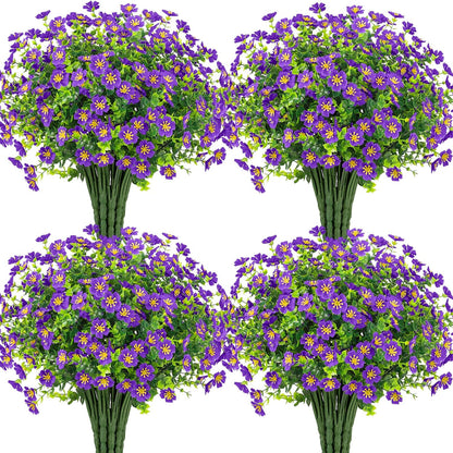 Ouddy Decor 24 Bundles Artificial Silk Flowers for Outdoors, Fake Plants Faux Greenery for Indoor and Outdoor Garden Porch Window Hanging Planter Office Table Home Decor, Yellow