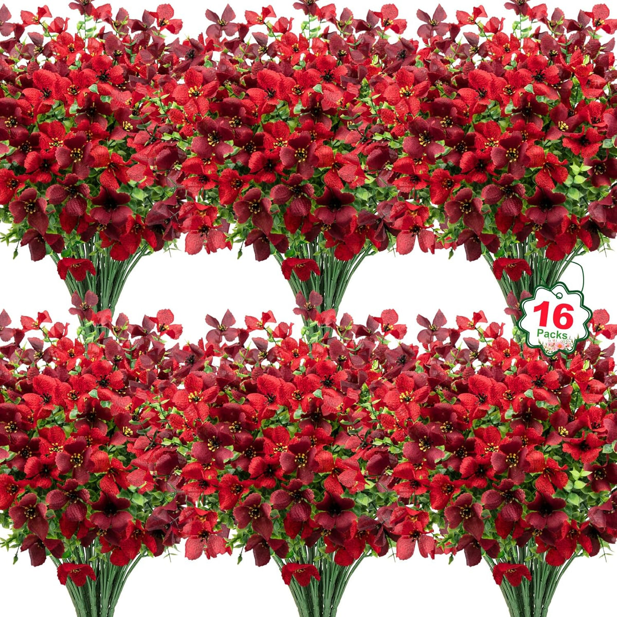Ouddy Decor 24 Bundles Artificial Flowers for Outdoors Fake Silk Flowers UV Resistant Faux Plastic Plants for Spring Summer Garden Porch Window Box Table Vase Home Indoor Outdoor Decoration, Yellow