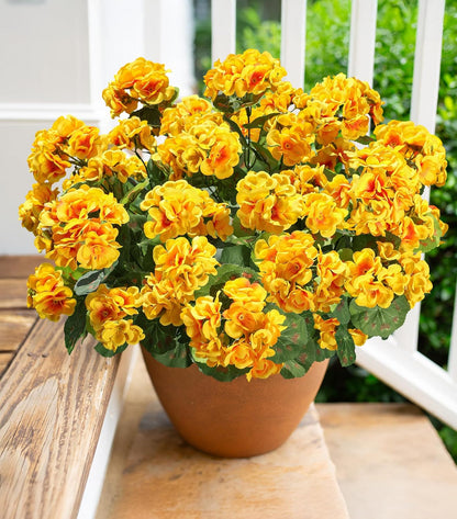 Artificial Geranium Fake Flowers for Outdoors Decoration, 6 Bundles Silk Geraniums Flower UV Resistant Look Real Faux Plants for Outside Planter Front Door Garden Patio Balcony Yard Home, Fuchsia