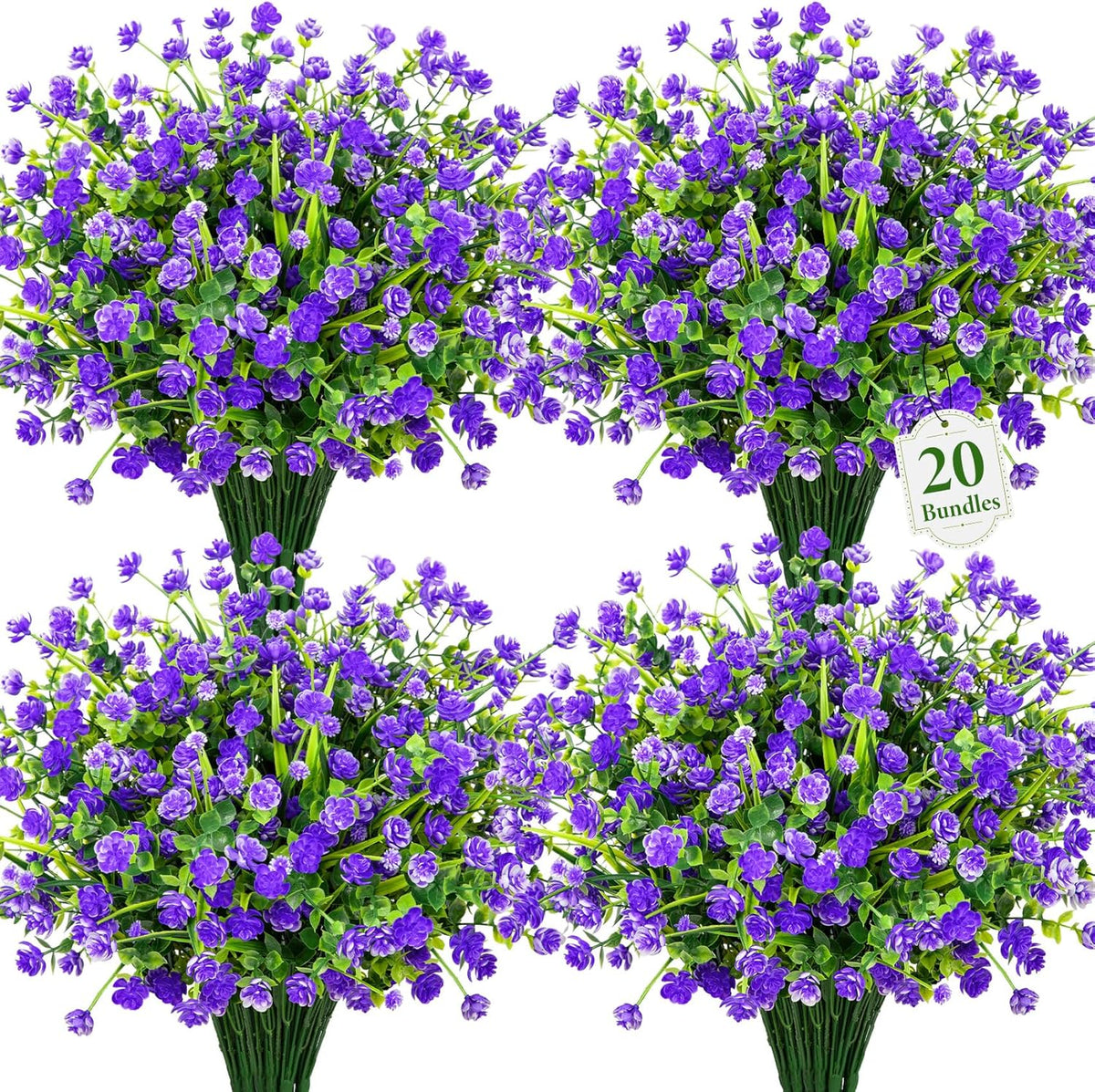 20 Bundles Artificial Flowers for Outdoors Fake Plastic Flowers UV Resistant Realistic Faux Plants Shrubs for Spring Summer Garden Porch Yard Patio Planter Window Box Home Decor, Mixedcolor