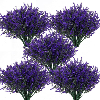 Outdoor Artificial Plant UV Resistant Fake Stems Plants, Faux Plastic Greenery for Indoor and Outdoor Hanging Plants Garden Porch Window Box Home Wedding Farmhouse Outdoor Decorations for Patio (Fuchsia)