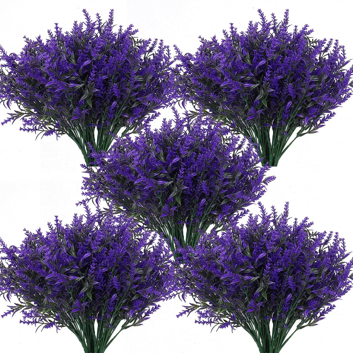 12 Bundles Artificial Lavender Flowers - UV Resistant Outdoor Fake Plants for Garden and Porch Decor