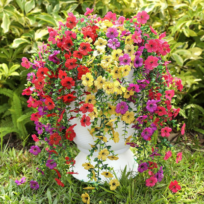 Artificial Flowers for Outdoors Spring Decor, 6 Bundles UV Resistant Realistic Fuax Silk Hanging Flowers, Fake Plants for Planter Indoor and Outdoor Garden Porch Patio Balcony Yard Farmhouse