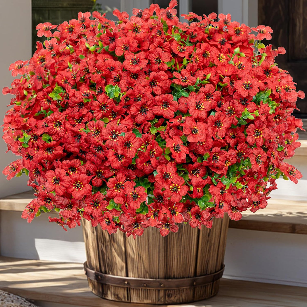 AXYLEX Artificial Flowers for Outdoors Fake Plants - 16 Bundles Faux Outside Greenery Boxwood UV Resistant Plastic Shrubs Decor (Mixed)