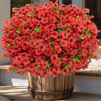 AXYLEX Artificial Flowers for Outdoors Fake Plants - 16 Bundles Faux Outside Greenery Boxwood UV Resistant Plastic Shrubs Decor (Mixed)