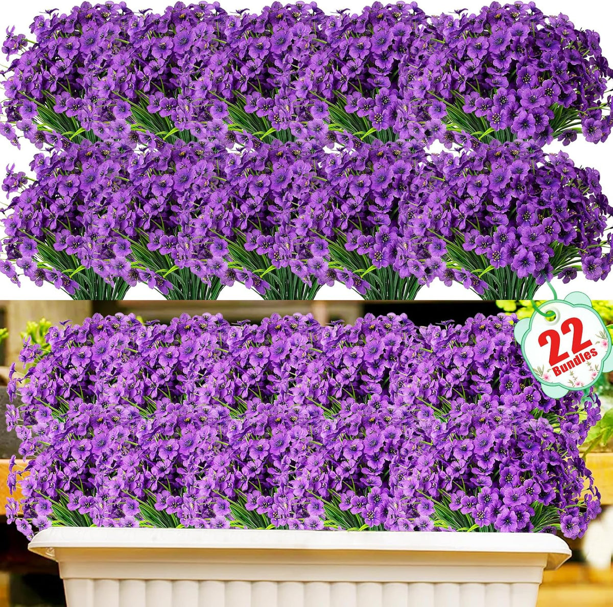 Artificial Flowers Outdoor Fake Plants, Faux Silk Flowers Plastic Plants for Outdoors Indoor and Outdoor Front Porch Hanging Planter Window Box Garden Home Spring Decoration, 14 Pack (Mix)