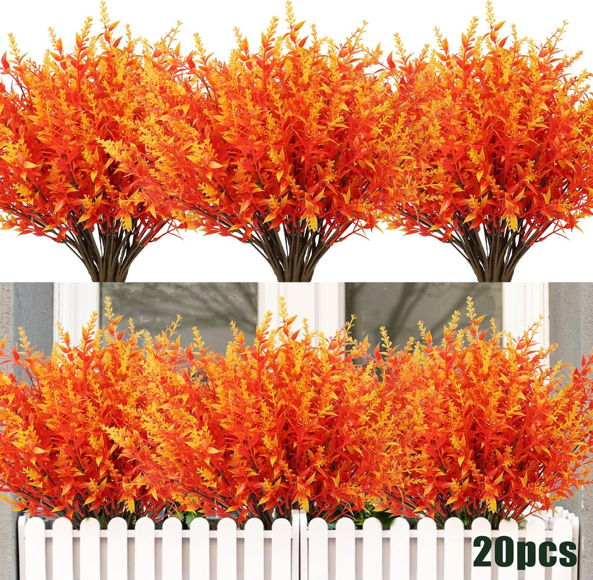 Outdoor Artificial Plant UV Resistant Fake Stems Plants, Faux Plastic Greenery for Indoor and Outdoor Hanging Plants Garden Porch Window Box Home Wedding Farmhouse Outdoor Decorations for Patio (Fuchsia)