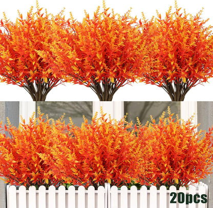 Outdoor Artificial Plant UV Resistant Fake Stems Plants, Faux Plastic Greenery for Indoor and Outdoor Hanging Plants Garden Porch Window Box Home Wedding Farmhouse Outdoor Decorations for Patio (Fuchsia)