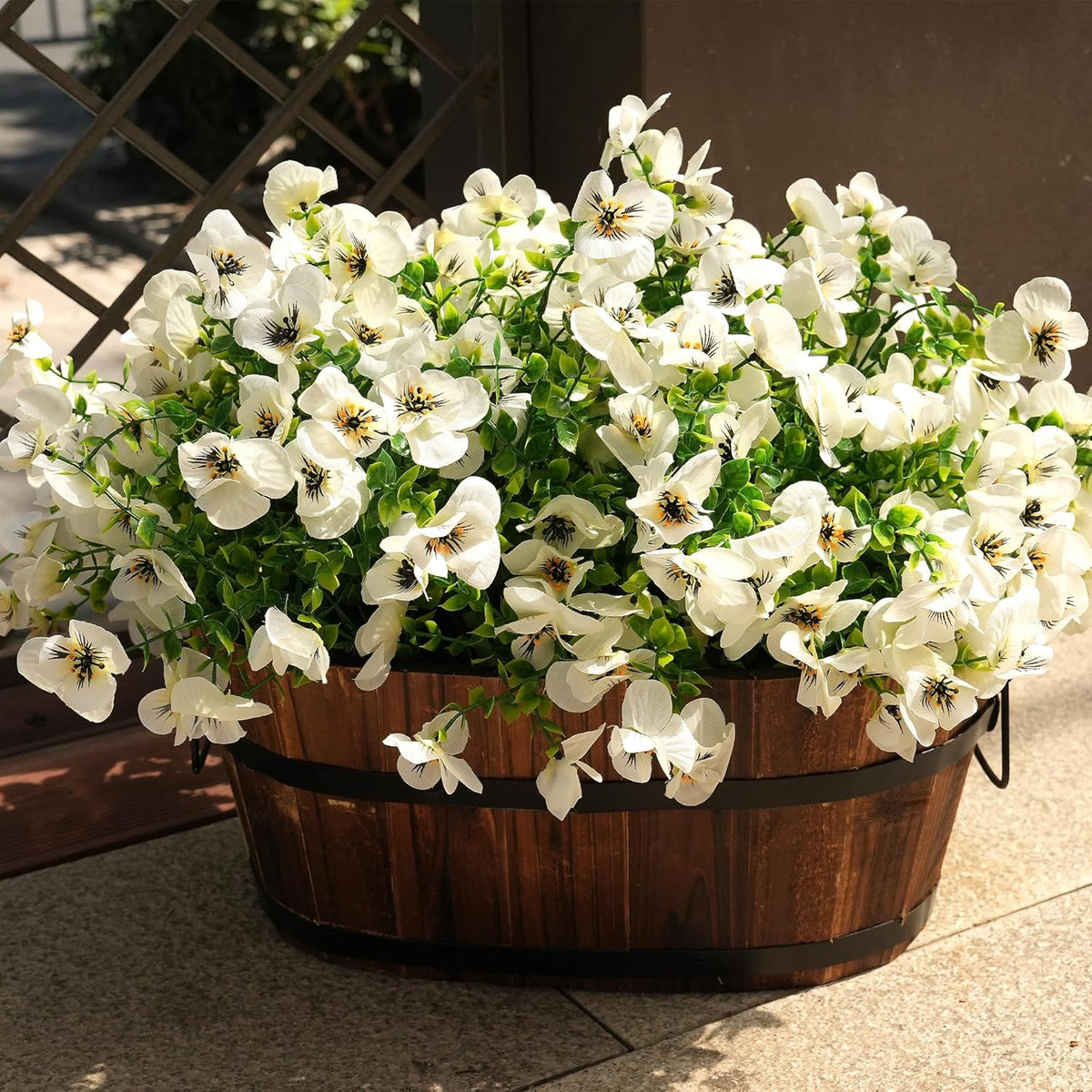 Artificial Flowers for Outdoor, UV Resistant Fake Silk Pansies Flowers, Realistic Faux Plants for Outside Indoor Porch Patio Window Box Planter Home Decor (16, Yellow Purple White Red)