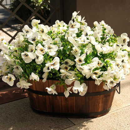 Artificial Flowers for Outdoor, UV Resistant Fake Silk Pansies Flowers, Realistic Faux Plants for Outside Indoor Porch Patio Window Box Planter Home Decor (16, Yellow Purple White Red)