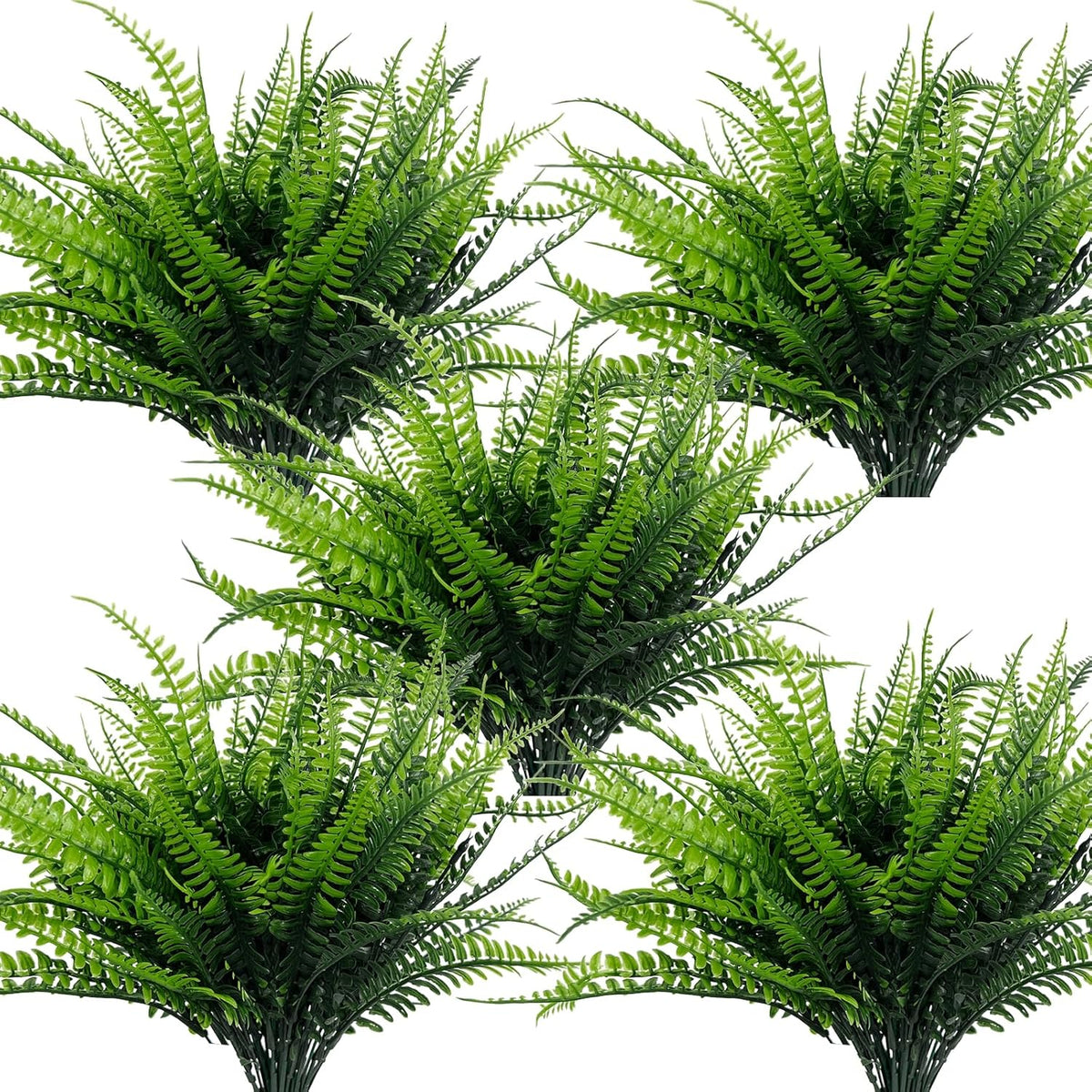 TURNMEON 20 Bundles Artificial Plants Outdoor Faux Boston Fern Spring Decor, Fake Plants UV Resistant Plastic Greenery Shrubs Artificial Fake Flowers for Outside Gardens Patio Yards Home Summer Decor