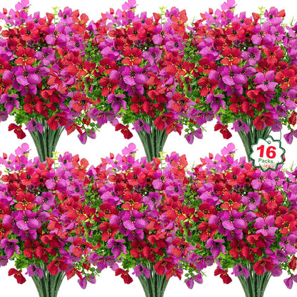 Ouddy Decor 24 Bundles Artificial Flowers for Outdoors Fake Silk Flowers UV Resistant Faux Plastic Plants for Spring Summer Garden Porch Window Box Table Vase Home Indoor Outdoor Decoration, Yellow