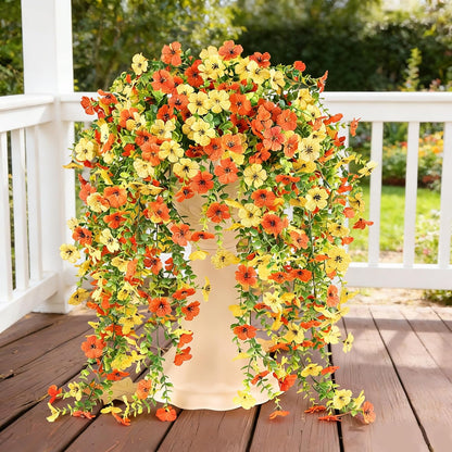 Artificial Flowers for Outdoors Spring Decor, 6 Bundles UV Resistant Realistic Fuax Silk Hanging Flowers, Fake Plants for Planter Indoor and Outdoor Garden Porch Patio Balcony Yard Farmhouse