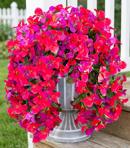 HyeFlora Bougainvillea Artificial Hanging Flowers Plants for Outdoors Decoration, 2 Pcs Fake Flowers Silk Bougainvillea Vines Realistic UV Resistant Faux Flowers for Outdoor Planters Porch Patio, Mix