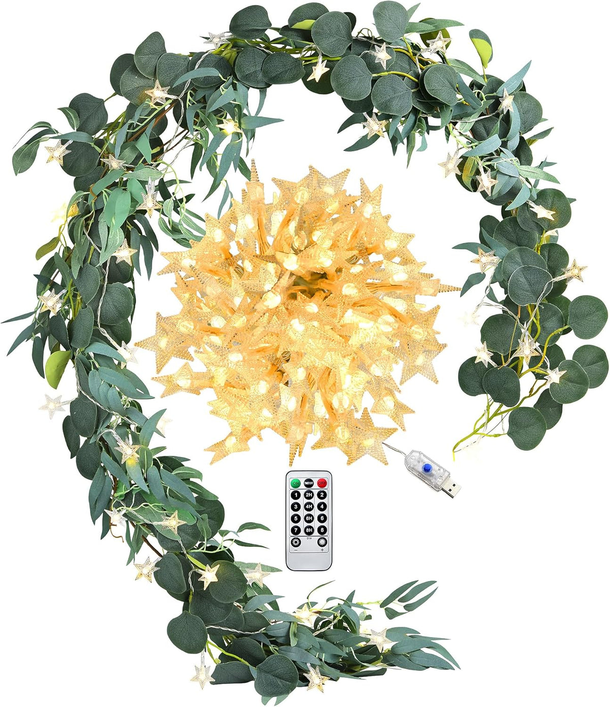 FiveSeasonStuff Artificial Natural Green Willow Garlands, Bendable Greenery Vine Leaves for Wedding Home Decoration (2 Pcs, 11.8 feet)