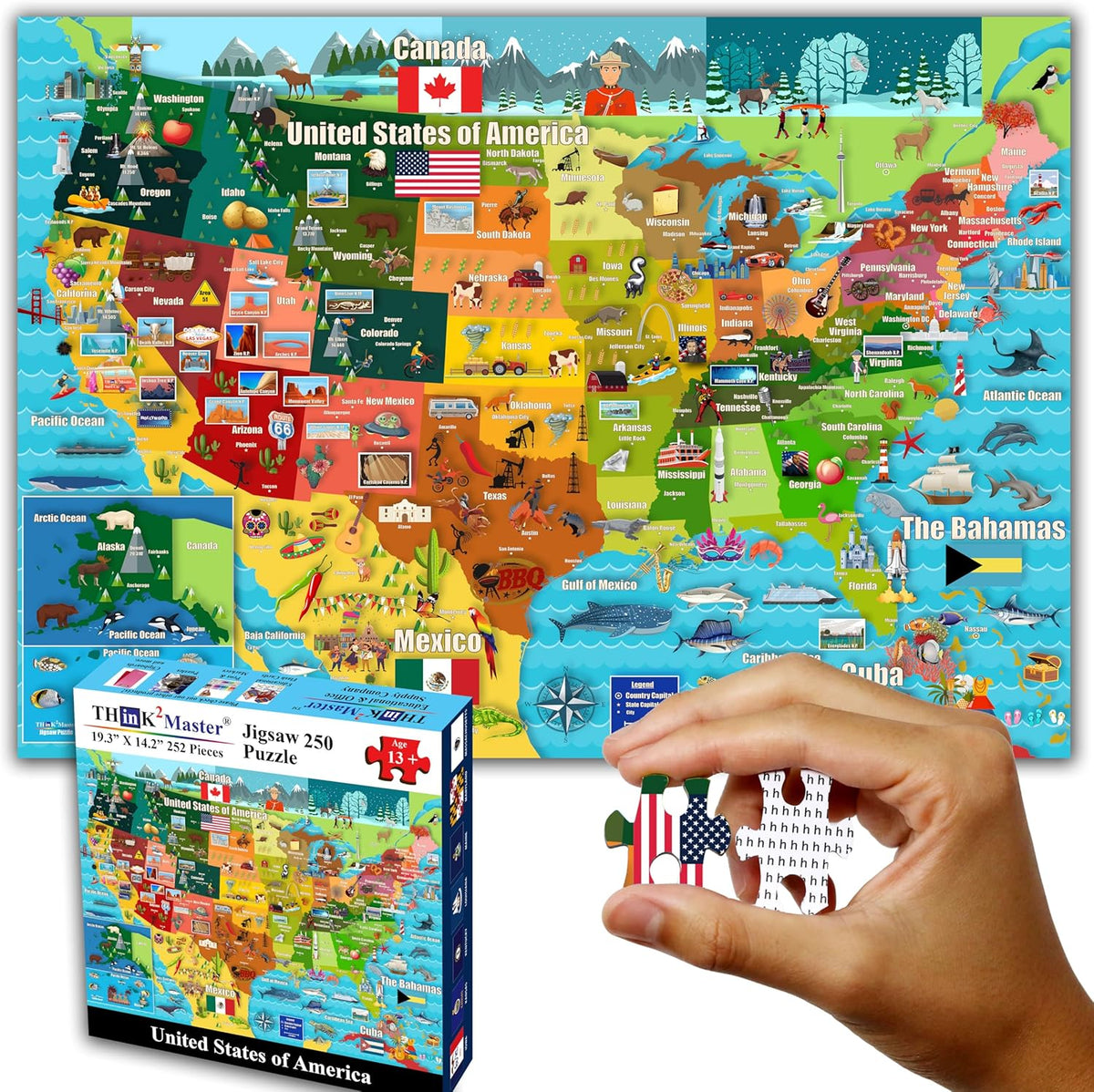 Colorful Dinosaurs 250 Pieces Jigsaw Puzzle for Kids and Adults, 14.2” X 19.3”