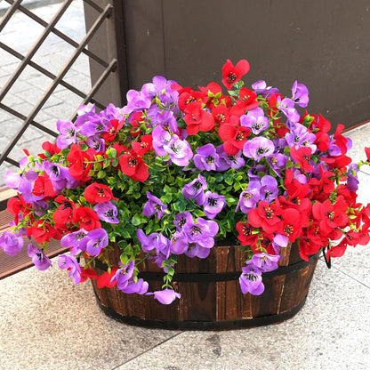 Artificial Flowers for Outdoor, UV Resistant Fake Silk Pansies Flowers, Realistic Faux Plants for Outside Indoor Porch Patio Window Box Planter Home Decor (16, Yellow Purple White Red)