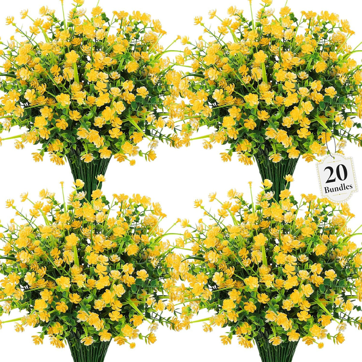 20 Bundles Artificial Flowers for Outdoors Fake Plastic Flowers UV Resistant Realistic Faux Plants Shrubs for Spring Summer Garden Porch Yard Patio Planter Window Box Home Decor, Mixedcolor