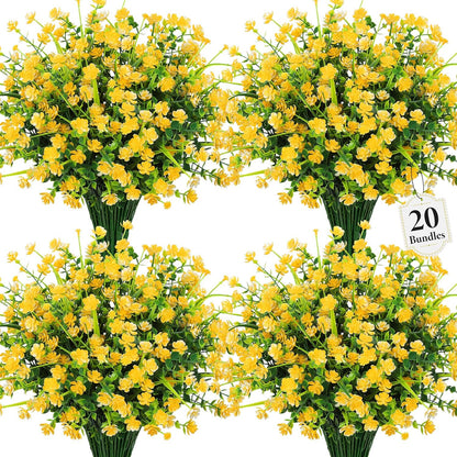 20 Bundles Artificial Flowers for Outdoors Fake Plastic Flowers UV Resistant Realistic Faux Plants Shrubs for Spring Summer Garden Porch Yard Patio Planter Window Box Home Decor, Mixedcolor