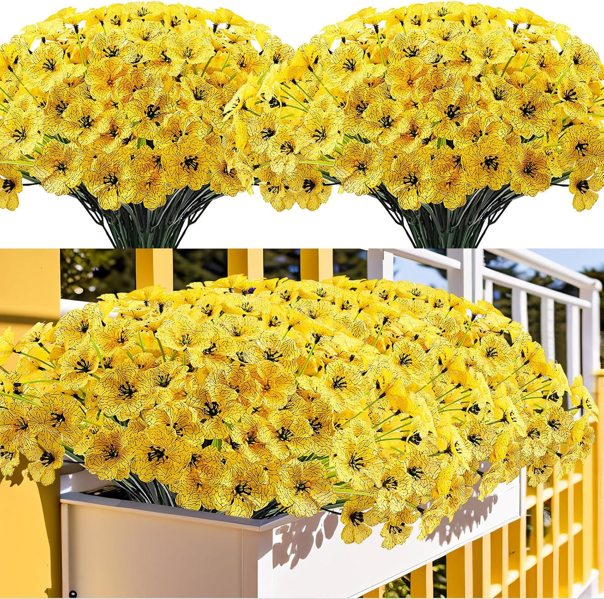 20 Bundles Outdoor Artificial Flowers UV Resistant with Faux Silk Flowers and No Fade Fake Plastic Plants for Spring Summer Outside Planters Porch Window Box Garden Decor, Fuchsia