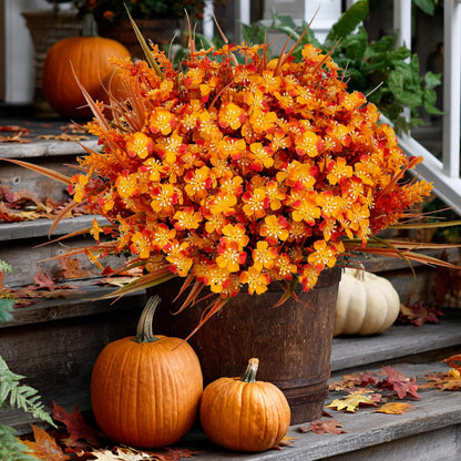 Artificial Flowers Outdoor Morning Glory - 16 Bundles Fake Plants UV Resistant No Fade Faux Plastic Greenery Home Garden Porch Decoration Indoor (1, Multi16-3)