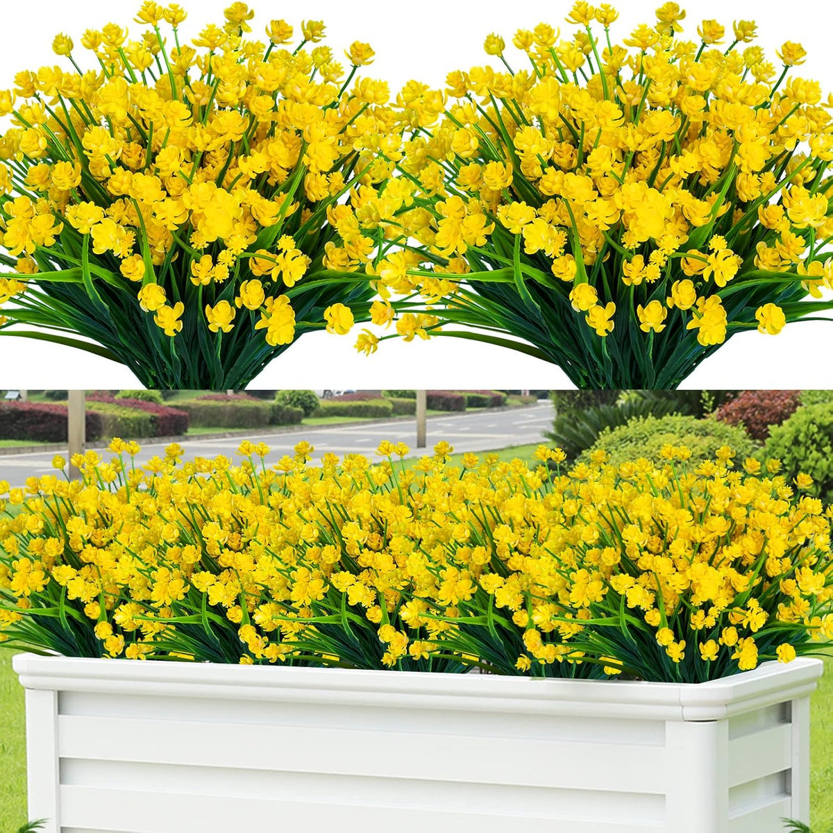 Lnoicy 20 Pcs Artificial Flowers for Outdoor, Plastic Flowers Decoration, UV Resistant Faux Flowers Shrubs, Artificial Plants for Indoor and Outdoor Garden Home Wedding Farmhouse (7 Colors)
