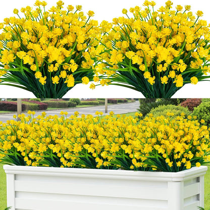 Lnoicy 20 Pcs Artificial Flowers for Outdoor, Plastic Flowers Decoration, UV Resistant Faux Flowers Shrubs, Artificial Plants for Indoor and Outdoor Garden Home Wedding Farmhouse (7 Colors)
