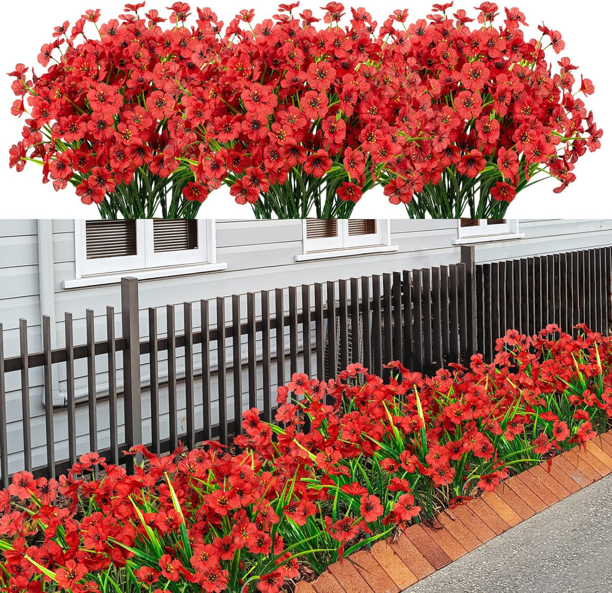 21 Bundles Artificial Outdoor UV Resistant Flowers No Fade Fake Outside Flowers Plastic Greenery Faux Shrubs Garden Porch Window Box Home Decoration(Purple)