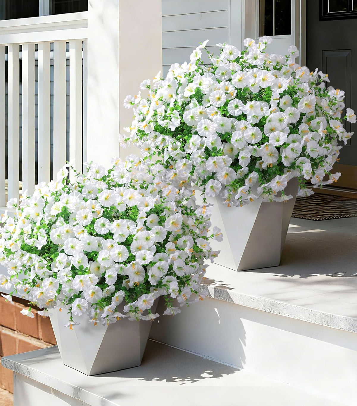 Ivydale 24 Bundles Artificial Flowers for Outdoors Spring Summer Porch Decor, Faux Petunias Plants Outdoor Fake Realistic UV Resistant Silk Flowers for Outside Planters Patio Window Garden Yard Home