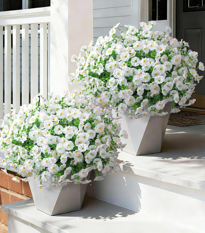 Ivydale 24 Bundles Artificial Flowers for Outdoors Spring Summer Porch Decor, Faux Petunias Plants Outdoor Fake Realistic UV Resistant Silk Flowers for Outside Planters Patio Window Garden Yard Home