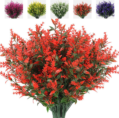 Outdoor Artificial Plant UV Resistant Fake Stems Plants, Faux Plastic Greenery for Indoor and Outdoor Hanging Plants Garden Porch Window Box Home Wedding Farmhouse Outdoor Decorations for Patio (Fuchsia)