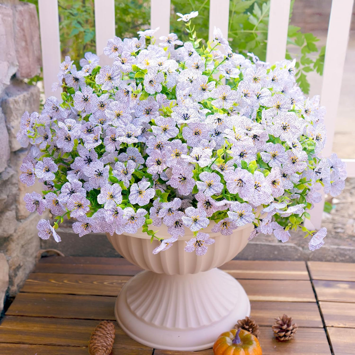 Artificial Faux Flowers Plants for Outdoors Outside Spring Summer Decoration, 12 Bundles Silk Daisy Realistic Fake Flowers Plant Greenery UV Resistant for Planters Porch Patio Garden Home (6 Multicolor)